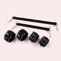 Leather Spreader Bar Bondage Handcuff Ankle Cuff Set