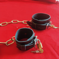 Genuine Cowhide Leather Wrist Ankle Cuffs with Locks