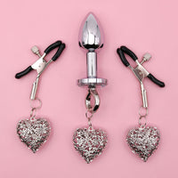 Nipple Clamps & Anal Plug Set - Chain Link w/Lube